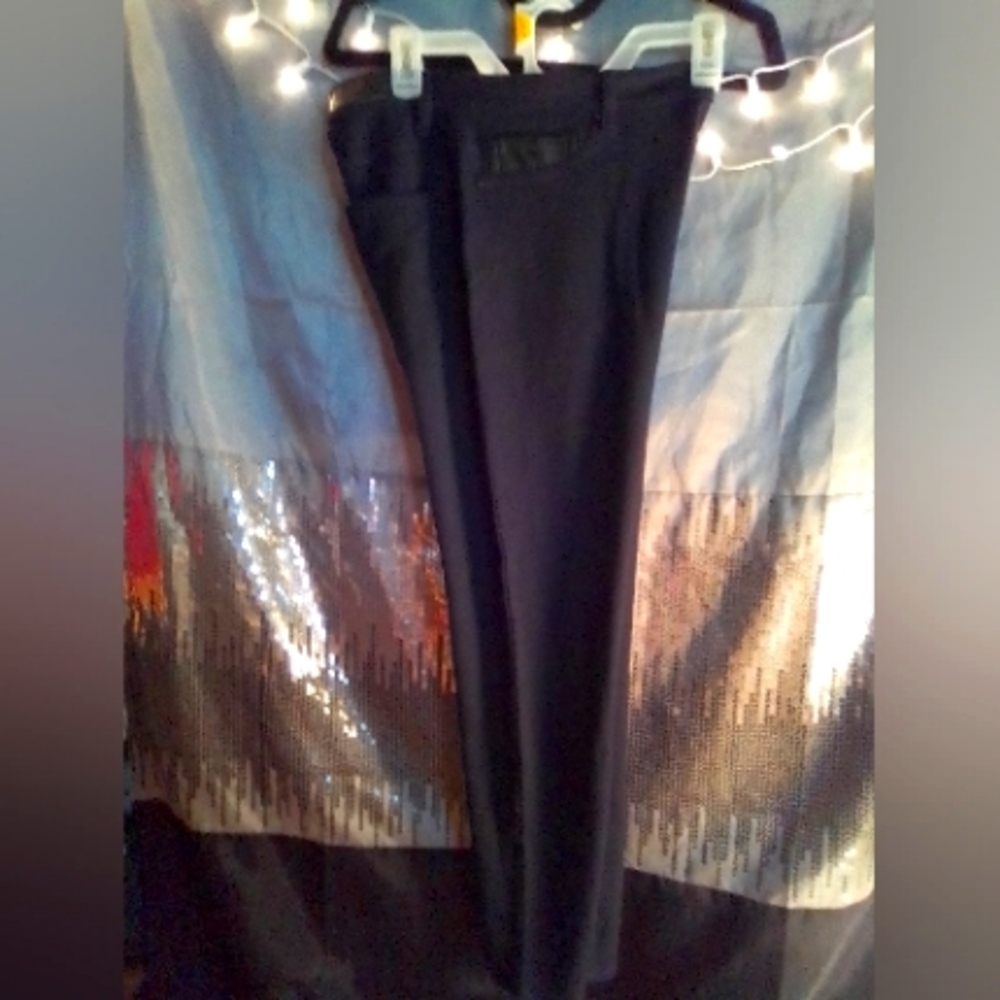Calvin Klein Black Dress Pants w/ Leather Accent on Front Pocket